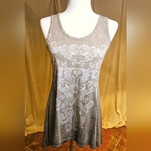 Vocal Silver and Tan Tunic Top with Chic Design